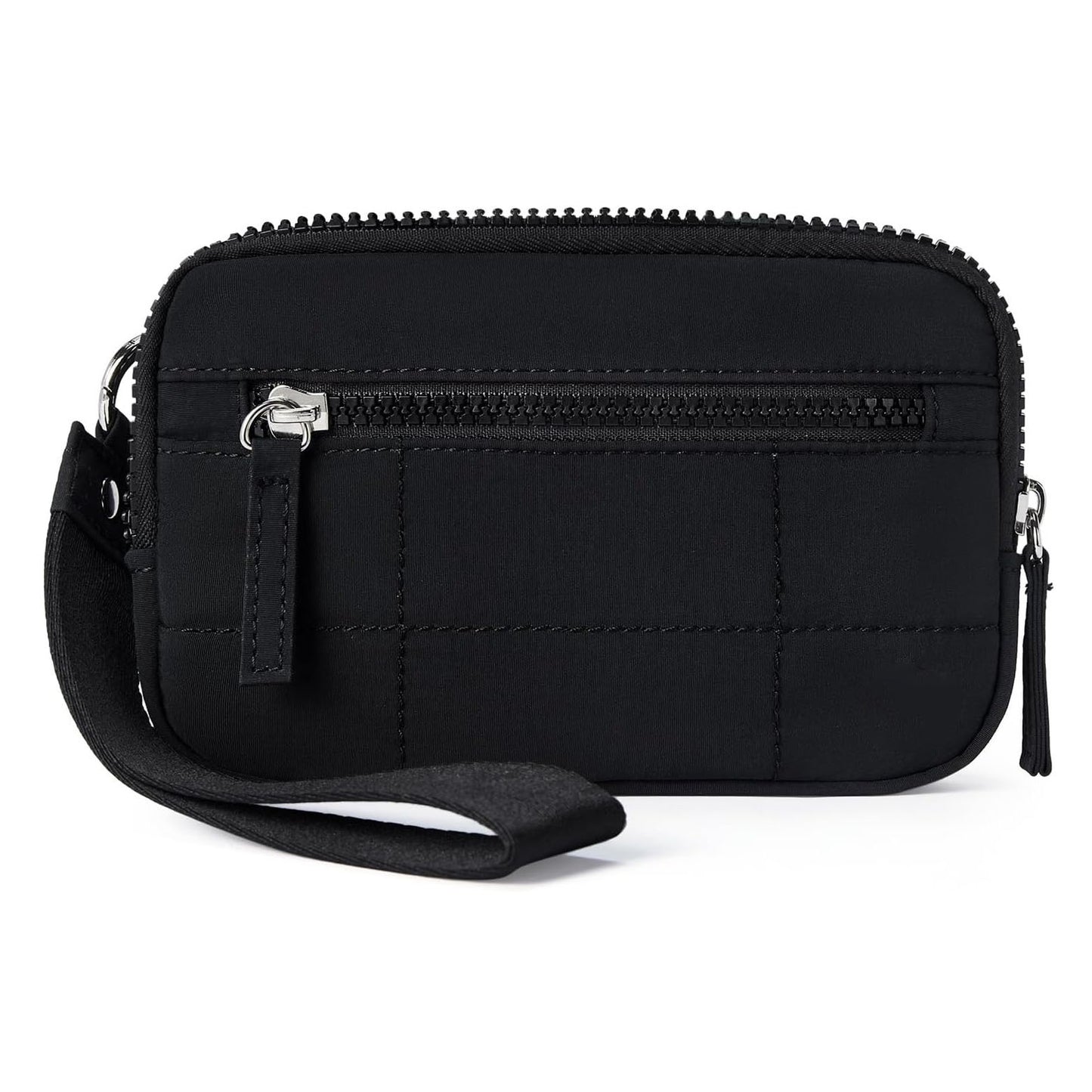 Black RFID Blocking Nylon Wristlet Clutch Wallet - Compact Waterproof Pouch with Card Slots & ID Window