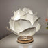 White Elegant Lotus Flower Table Lamp - Decorative Bedside Night Light for Bedroom Ambiance