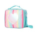 Blue Sparkling Rainbow Heart Insulated Lunch Bag for Kids - Portable School Lunch Box with Shoulder Strap