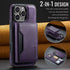 Purple Premium MagSafe Wallet Case for iPhone 16 Pro Max - Detachable PU Leather Magnetic Card Holder