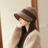 Brown Elegant Warm Bucket Hat - Minimalist Color Block Design, Face-Slimming Style for Autumn & Winter