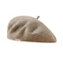 Beige Elegant Wool Beret - Classic Warm Thick British Style Hat for Autumn & Winter