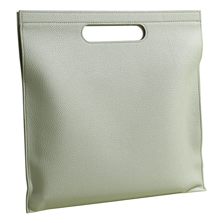 Light Green Professional A4 PU Leather Document Bag - Waterproof Handheld File Folder Portfolio for Business & Conference