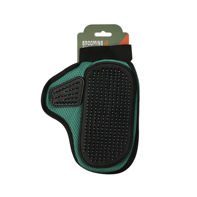 2 Pcs Green And Black Pet Grooming Glove - Gentle Deshedding & Massage Mitt for Dogs & Cats, Efficient Fur Remover