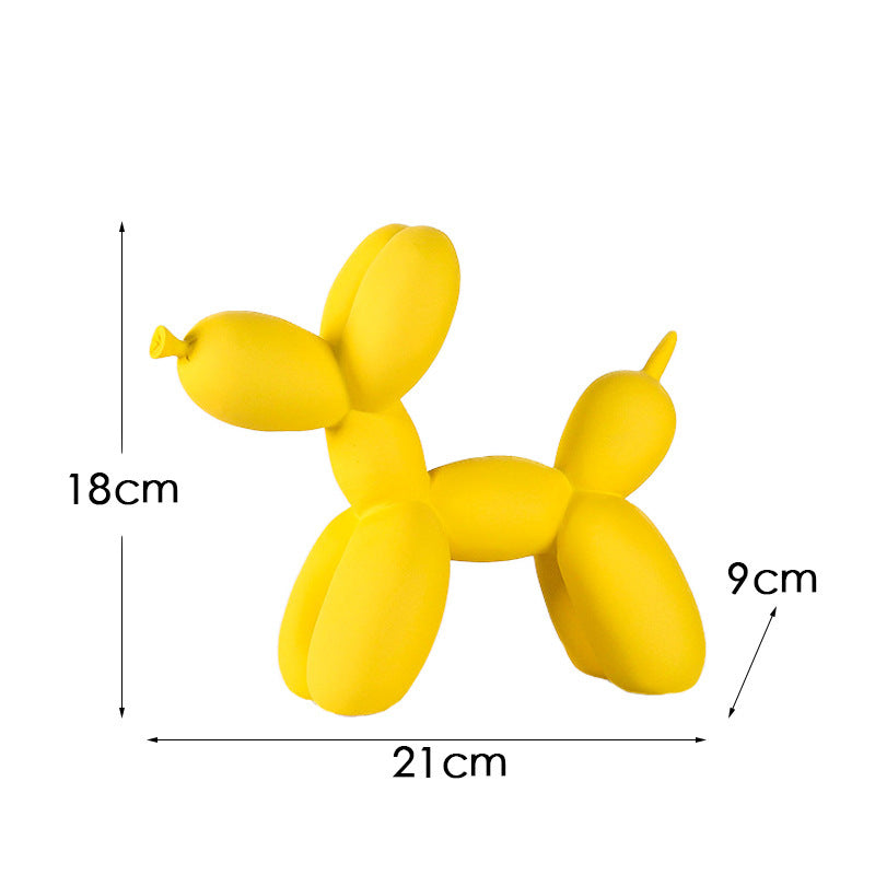 Yellow Modern Resin Balloon Dog Sculpture - Playful Art Figurine with Golden Snout Accent