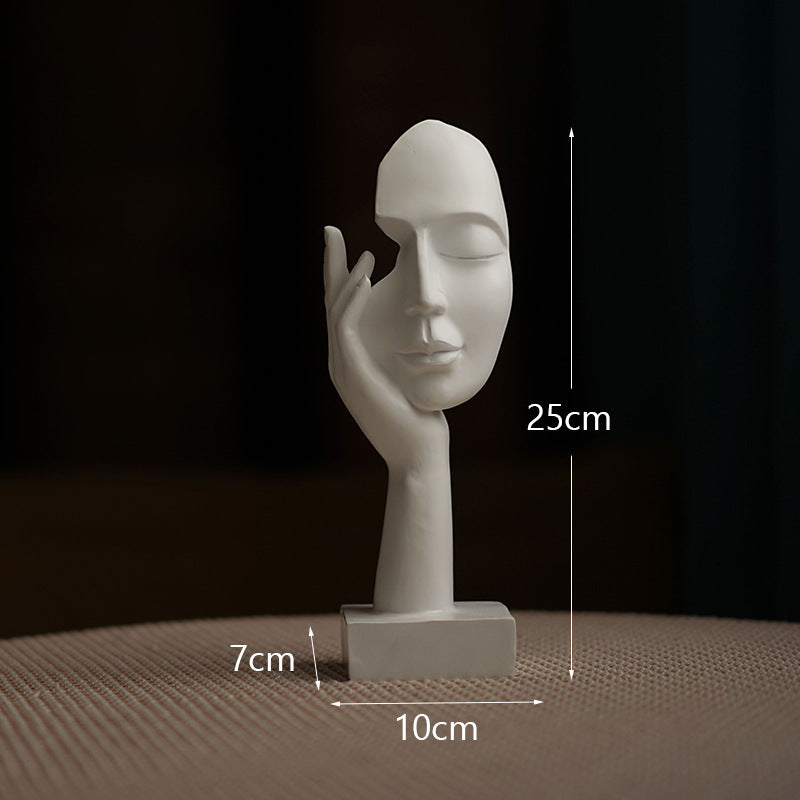 White Style 1 Elegant Abstract Face Sculpture - Modern Resin Art Figurine, Hand & Mask Home Decor Accent