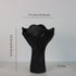 Black Elegant Off-White Ceramic Vase - Modern Sculptural Flower Holder with Wide Fluted Opening