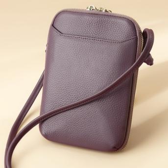 Purple Premium Leather Mini Crossbody Phone Bag - Stylish Multi-Pocket Organizer for Women