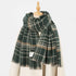 Green Chic Plaid Winter Scarf - Large Soft Polyester Shawl Wrap with Tassels, Korean Inspired Fashion