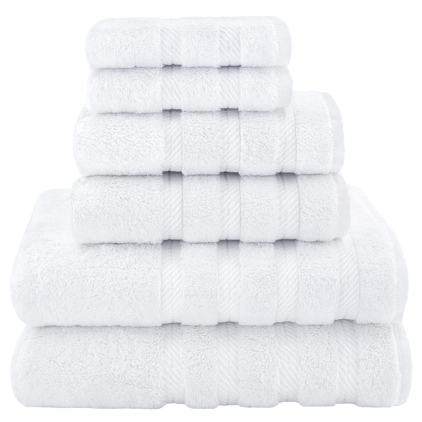 White Luxury 6-Piece Combed Cotton Towel Bale Set - Ultra Soft & Absorbent Bath, Hand, Face Towels
