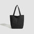 Black Stylish Lightweight Seersucker Gingham Tote Bag - Spacious Multi-Pocket Shoulder Bag with Zipper