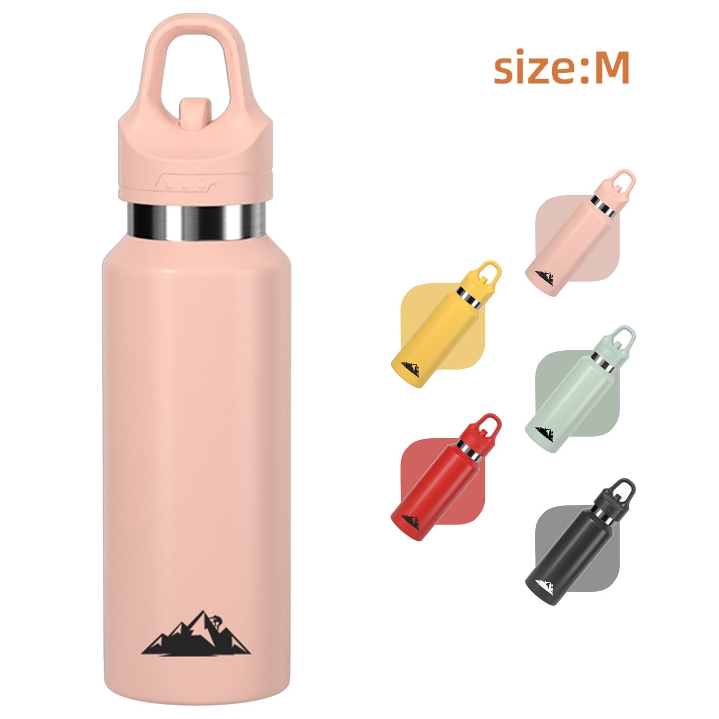 Pink 480ml Insulated Stainless Steel Water Bottle - Leakproof One-Click Lid Thermal Flask for Hot & Cold Drinks