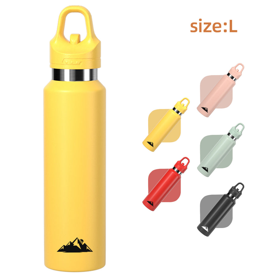 Yellow 680ml Insulated Stainless Steel Water Bottle - Leakproof One-Click Lid Thermal Flask for Hot & Cold Drinks