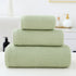 Green Premium 3-Piece Waffle Weave Cotton Towel Set - Lightweight, Quick-Dry & Absorbent - Bath, Hand, Face Cloth