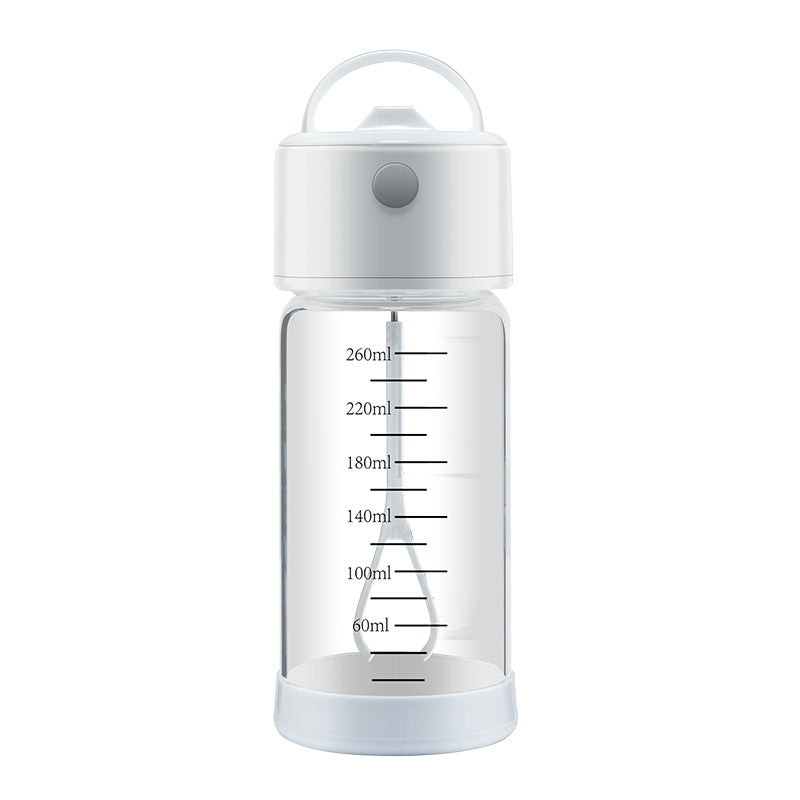 White Portable Electric Self-Stirring Mug - 300ml USB Rechargeable Glass Shaker Bottle for Protein, Coffee & Mixes