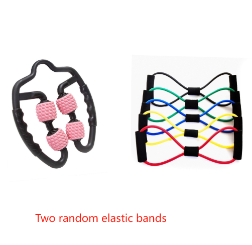 Pink Set of 2 Foam Roller Ring Leg Massagers with 2 Resistance Bands - Muscle Relief Kit