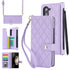 Purple Galaxy Z Fold5 Multi-Functional Leather Wallet Case for Samsung Z Fold Series - Crossbody with Pen Slot, Quilted Design Pen Not Included
