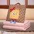 Brown Cartoon Cookie Pillow Blanket 2-in-1 for Winter Car and Office Use