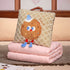 Yellow Cartoon Cookie Pillow Blanket 2-in-1 for Winter Car and Office Use
