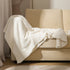 Beige Plush Solid Color Knitted Blanket for Sofa and Office - Cozy Comfort