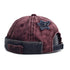 Vintage Washed Cotton Docker Cap - Unisex Brimless Beanie Hat with Star Patch(Wine red)