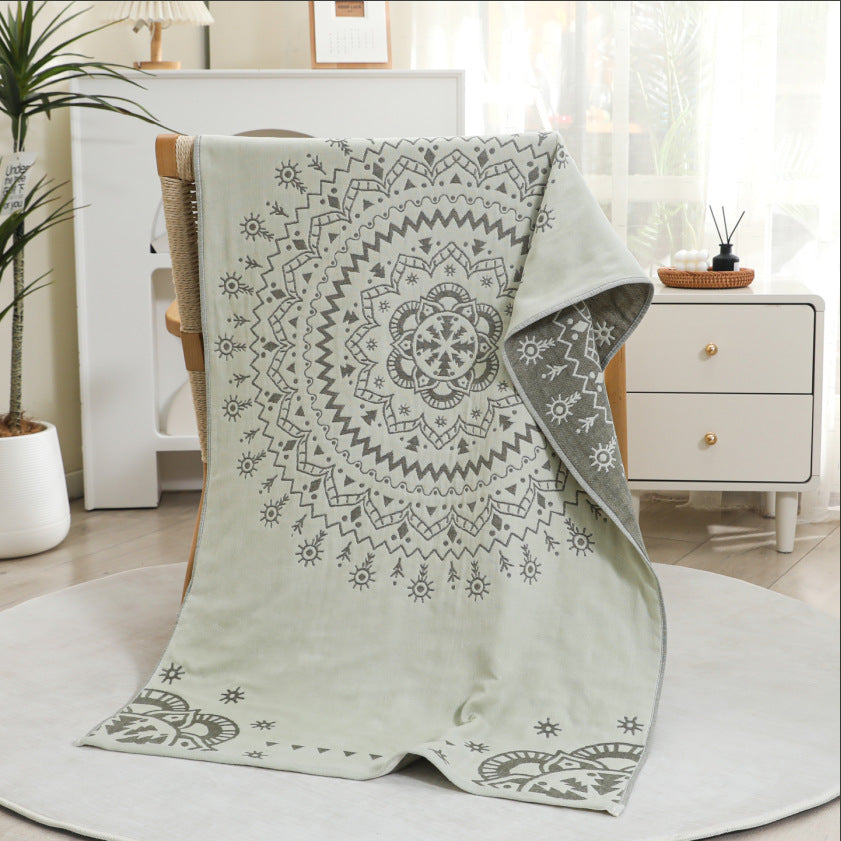 Premium Cartoon Animal Print Gauze Bath Towel - 70x140cm, Soft, Absorbent(Mandela 70*140)