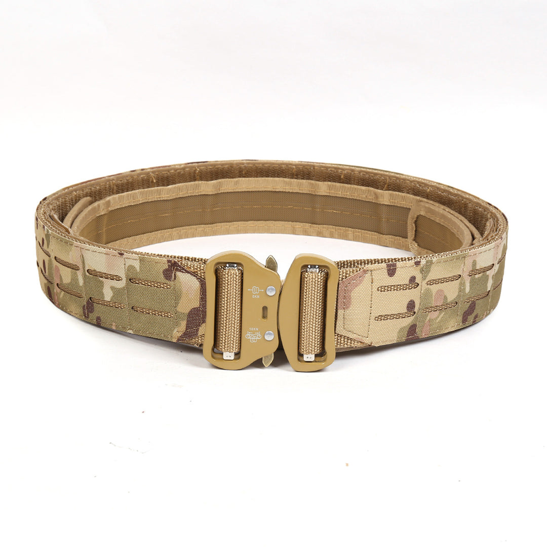 Dual Layer Quick Release Tactical Belt - Attachment System, Alloy Cobra Buckle, Adjustable Nylon(Camouflage)