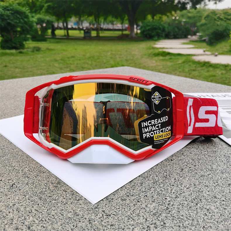 Performance Motocross & Off-Road Goggles - Increased Impact Protection with Lens Lock System(Red frame red film)