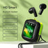 Smart Touch Wireless Headset with MP3 Player & Display - Caller ID, App Control, ENC Noise Reduction(Black green)
