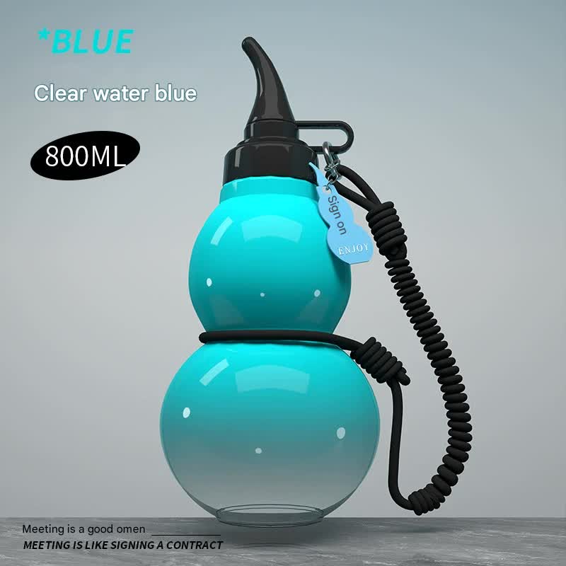 Unique Gourd-Shaped Sports Water Bottle - 800ml Tritan Material, Leakproof with Carry Strap(blue)