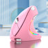 Ergonomic Vertical Wireless Mouse - 2.4G/Bluetooth, Rechargeable, RGB Light, 4 DPI Levels(pink)