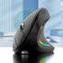 Ergonomic Vertical Wireless Mouse - 2.4G/Bluetooth, Rechargeable, RGB Light, 4 DPI Levels(black)