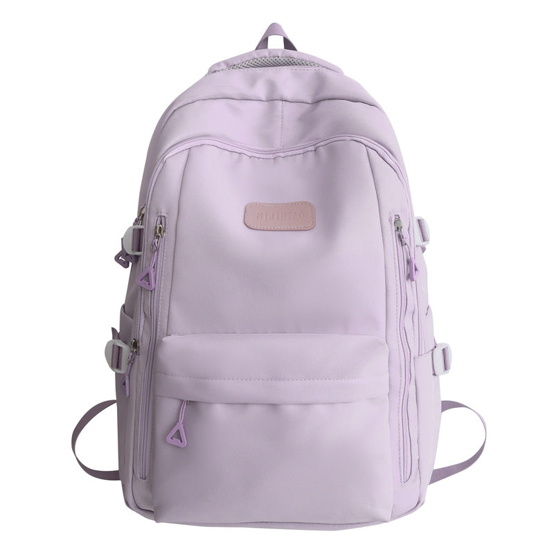 Large Capacity Nylon Backpack - Fits Tablet, A4 Magazines, Umbrella - Multiple Pockets & Adjustable Straps(purple)