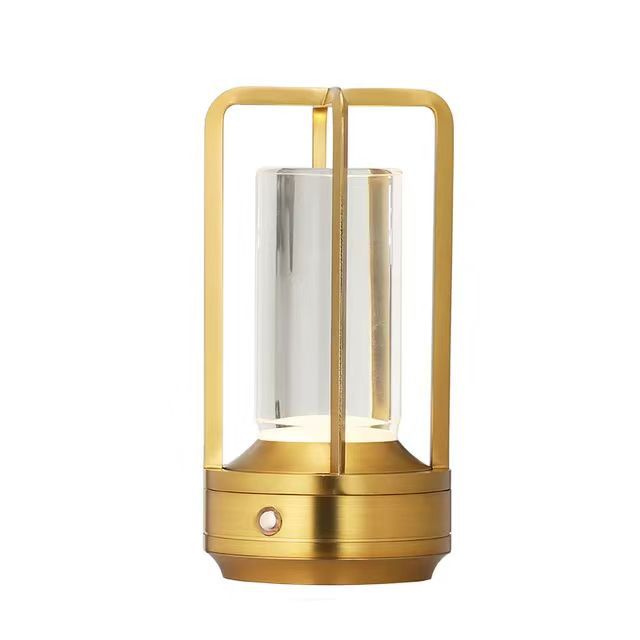 Cross-Shaped LED Table Lamp - Gold Touch Button with USB Charging