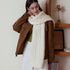 White Classic Textured Knit Scarf - Solid Color, Premium Soft Feel, Winter (176x26.5cm)