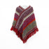Wine red Lightweight Chevron Knit Poncho for Women - Elegant Fringed Shawl Wrap