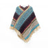 Blue Lightweight Chevron Knit Poncho for Women - Elegant Fringed Shawl Wrap