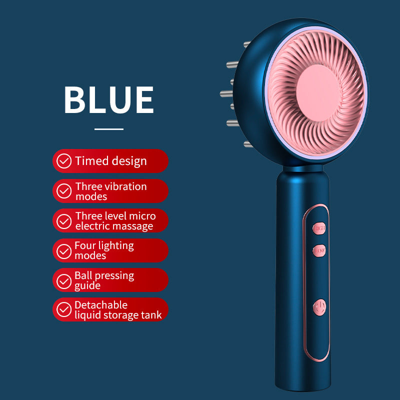 Blue Advanced Scalp Therapy Comb: Red/Blue Light, EMS & Serum Applicator