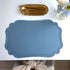 4 pcs Retro Faux Leather Placemat - Waterproof & Oil-Proof Dining Table Mat (Light blue)