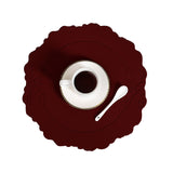 4 pcs Retro Faux Leather Placemat - Waterproof & Oil-Proof Dining Table Mat (Wine red)