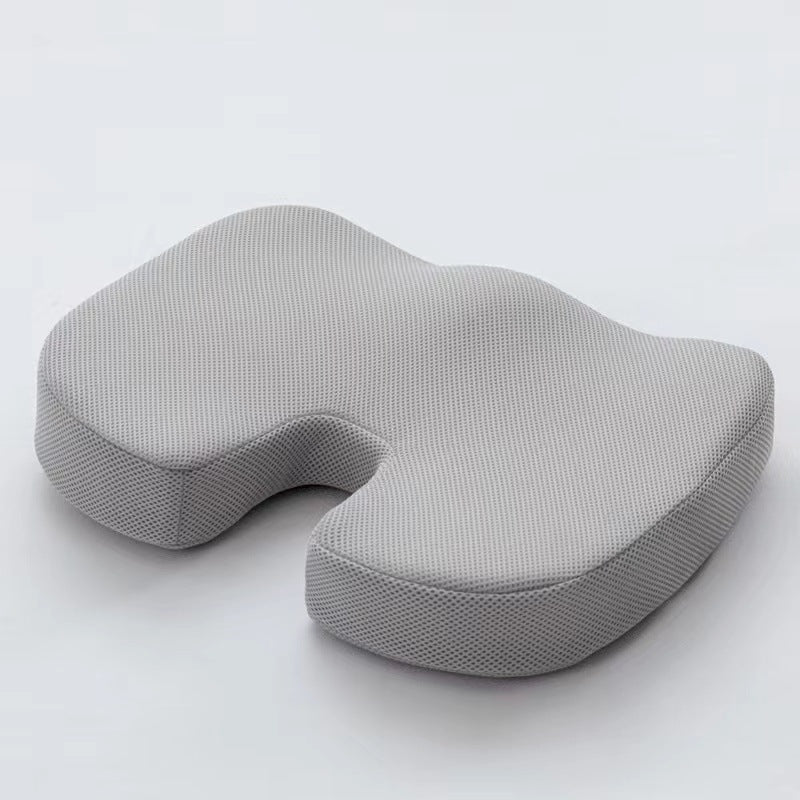 Grey Ergonomic U-Shaped Memory Foam Seat Cushion - Coccyx Relief & Posture Support with Breathable Cover
