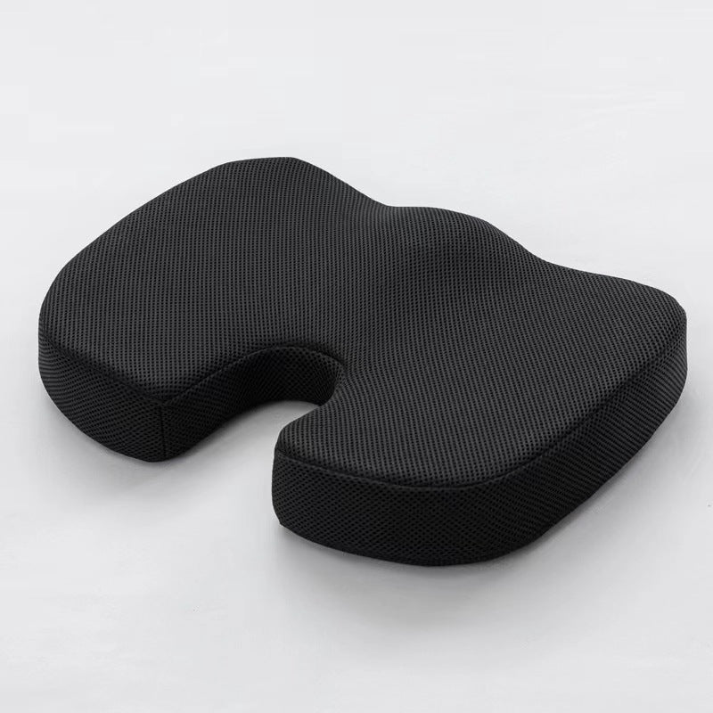 Black Ergonomic U-Shaped Memory Foam Seat Cushion - Coccyx Relief & Posture Support with Breathable Cover