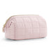 Pink Chic Quilted Puffer Makeup Bag - Large Capacity Travel Cosmetic Organizer with Wide Opening