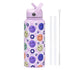 Style 27A Purple Smiley Face Pattern Vibrant Fun Print 1L Stainless Steel Insulated Water Bottle - 32oz Large Capacity with Straw Lid & Carry Handle - BPA-Free