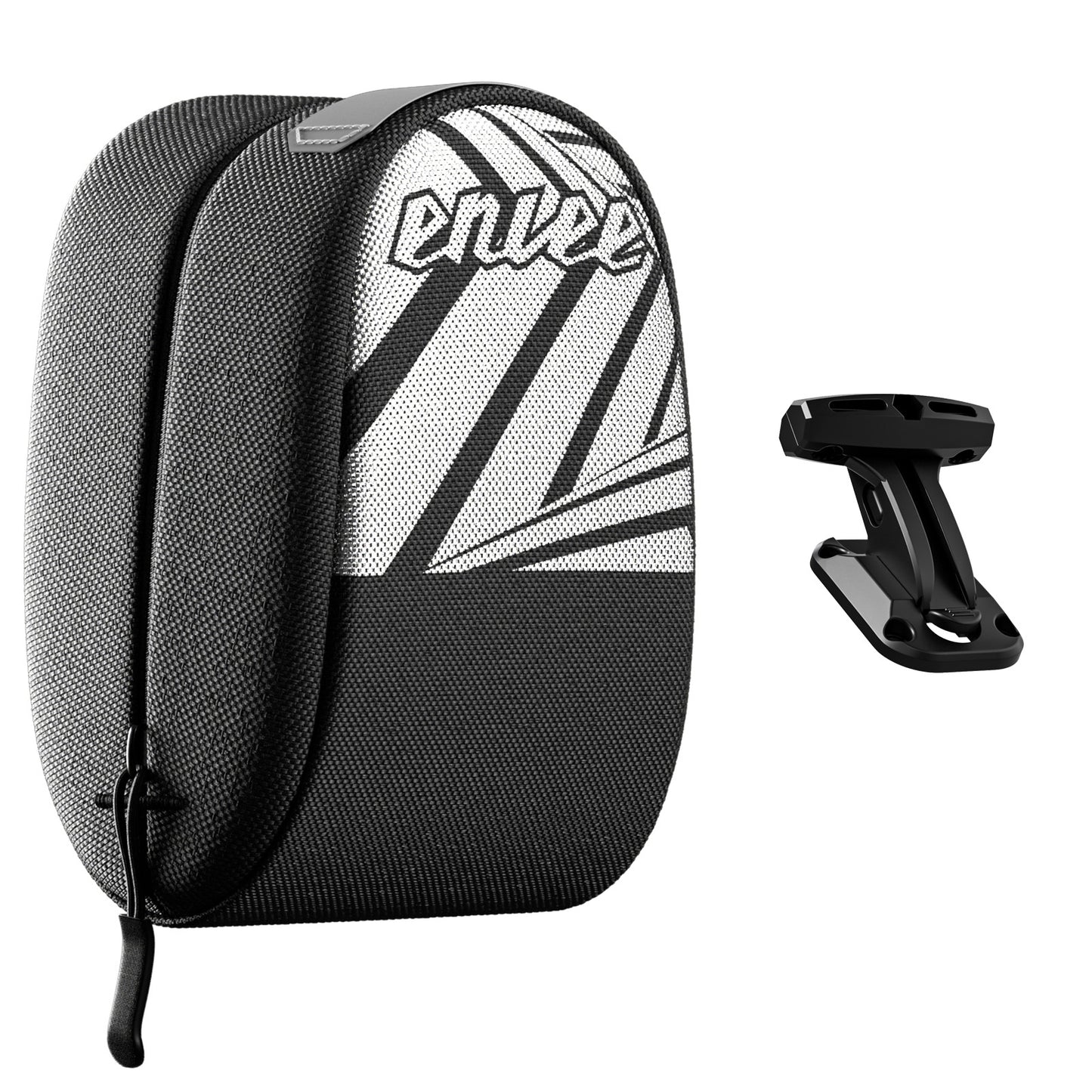 Black Compact Bike Saddle Bag - Quick-Release Water-Resistant Tail Pouch with Reflective Accents