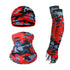 2 Sets Red And Grey Camouflage Cooling UV Protection Set - 2 Skull Cap, 2 Neck Gaiter & 4 Arm Sleeves for Outdoor Sports