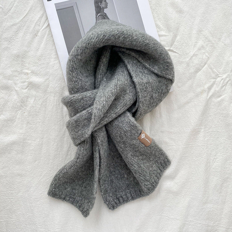 Grey Luxuriously Soft Wool Blend Knit Scarf - Cozy Warm Solid Colour Unisex Winter Essential