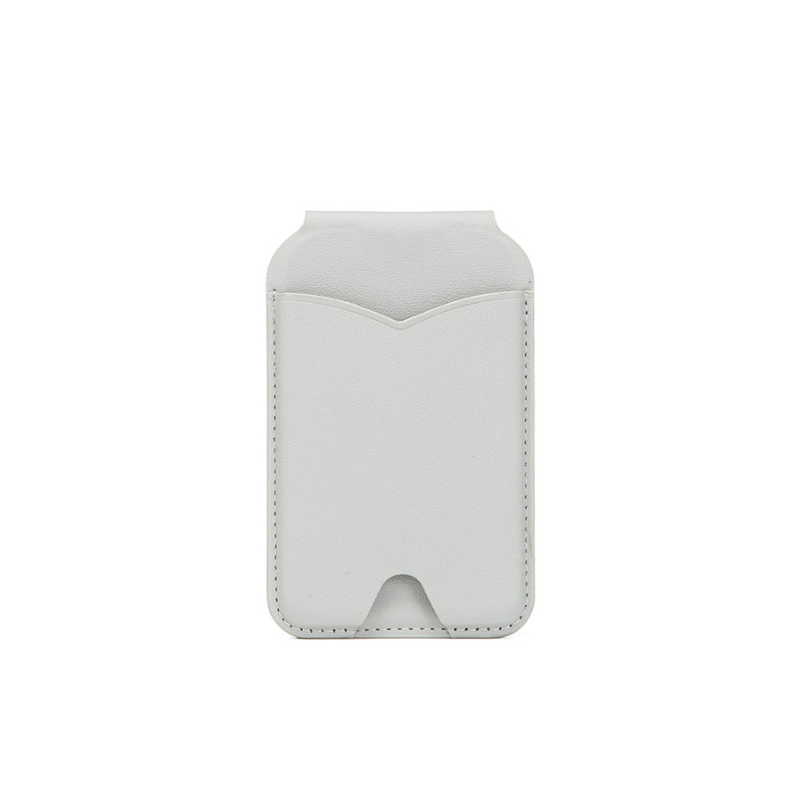 Light Grey Chic MagSafe Wallet with Mirror & Stand - PU Leather Card Holder for iPhone 12-16 Series