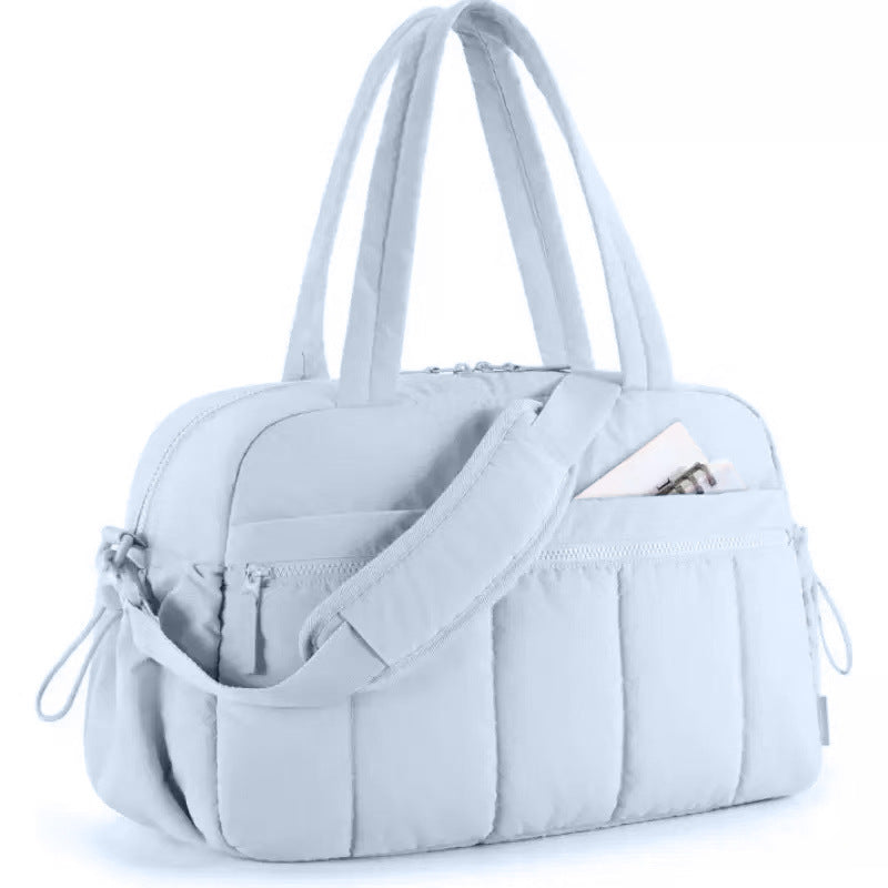 Light Blue Versatile Carry-On Travel Duffel Bag - Airline Personal Item Size with Waterproof Wet Pocket & Trolley Sleeve
