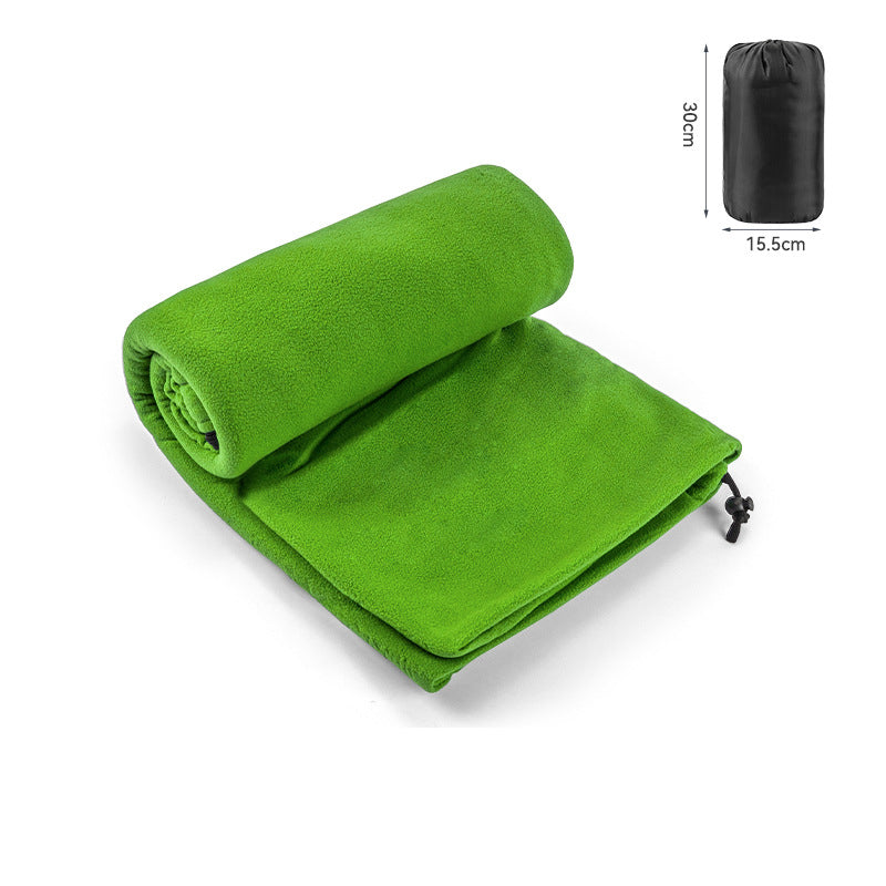 Green Versatile Double-Sided Fleece Bag Liner - Lightweight & Portable Travel Blanket for Camping & Outdoors